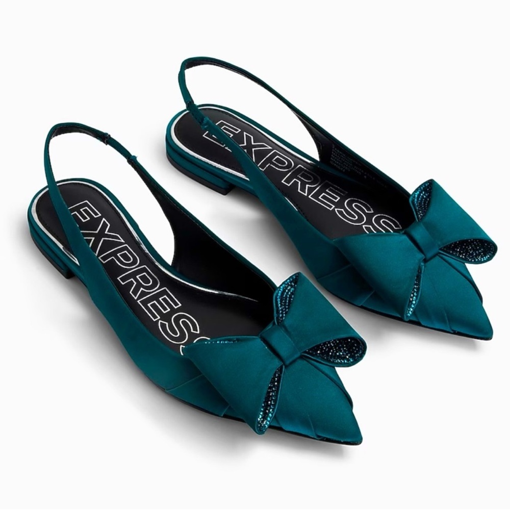 EXPRESS~Rhinestone Bow Slingback Flats SIZE6